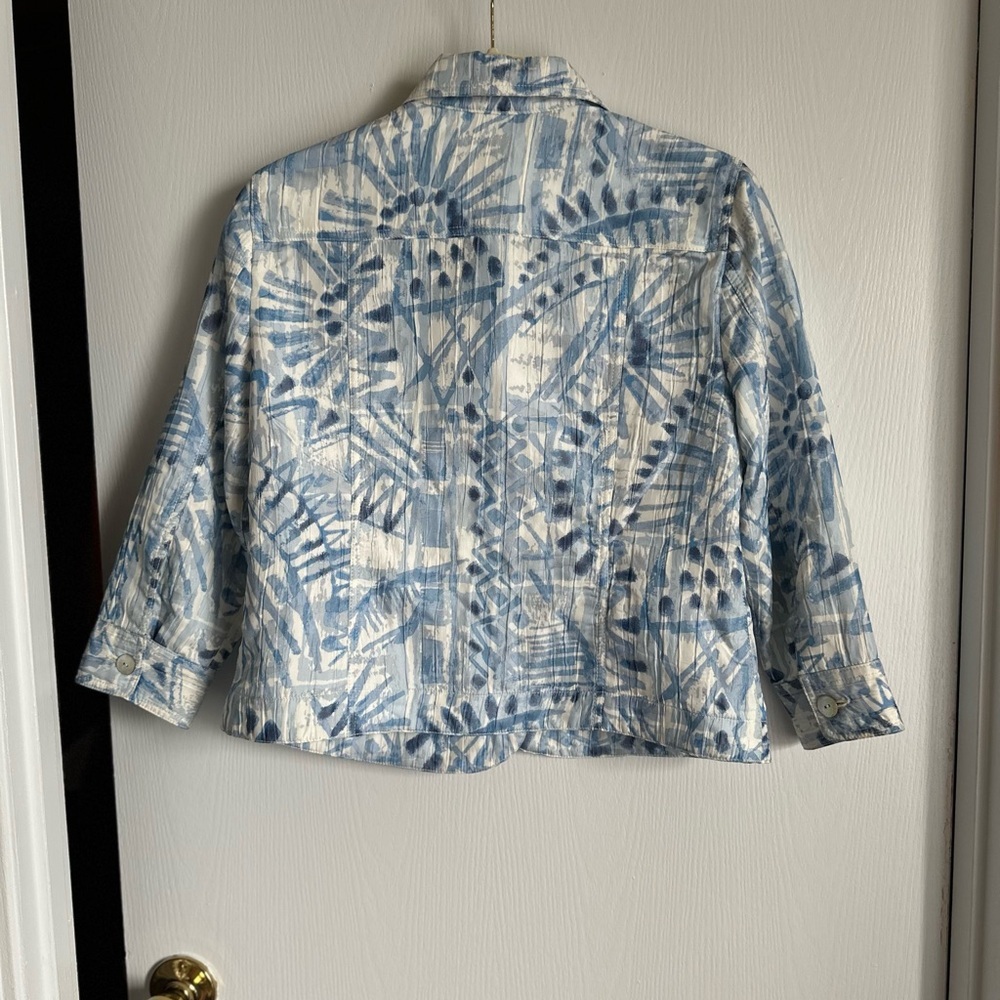 Ruby Rd. Blue and White Textured Jacket M - Picture 2 of 5